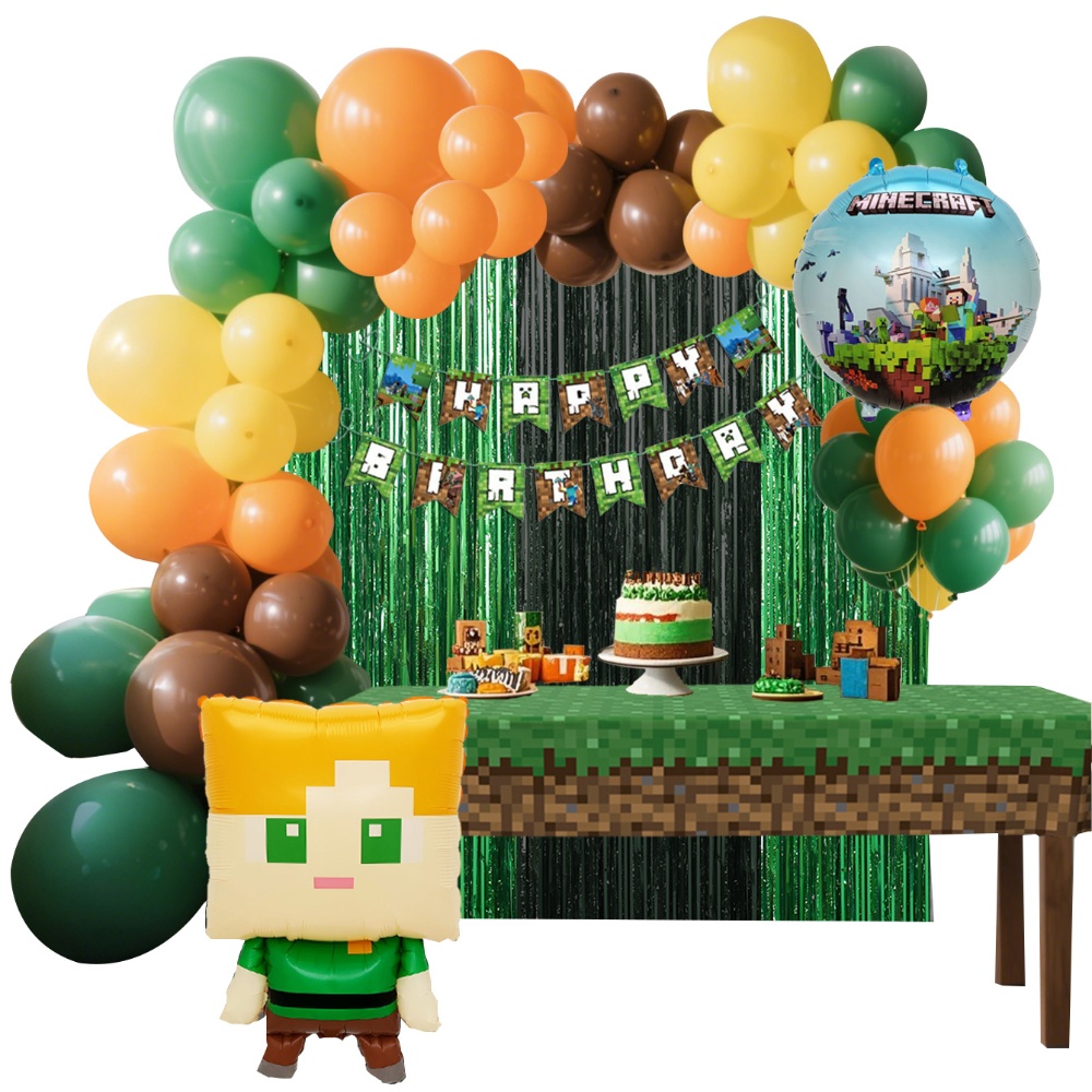 1 Set Minecraft Officially Licensed Alex and Creepers Balloon Set Halloween Decorations Birthday Party Tablecloths Decoration Birthday Party Photo Bac