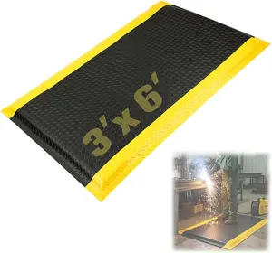 3x6 FT Industrial Anti Fatigue Mat 15/16 Inch Thick | Fatigue Reducing Cushioned Sponge Surface For Standing Work Kitchen Workshop Non Slip Base