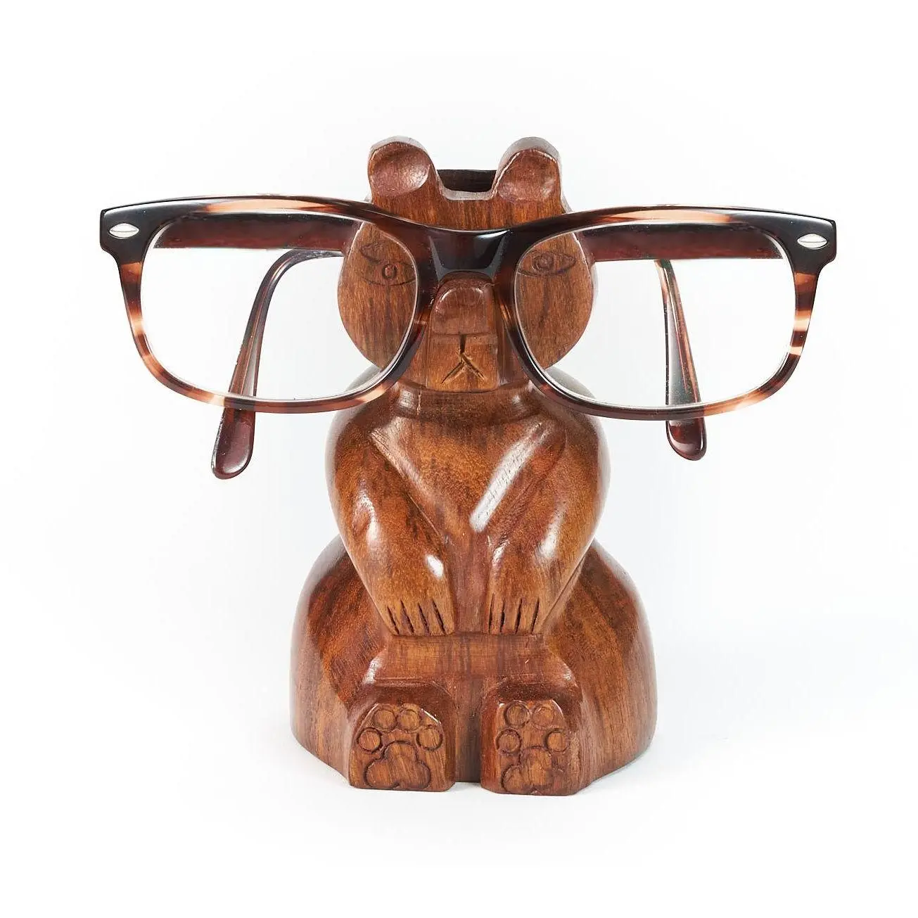 Matr Boomie Sheesham Wood Bear Eyeglasses Holder Stand
