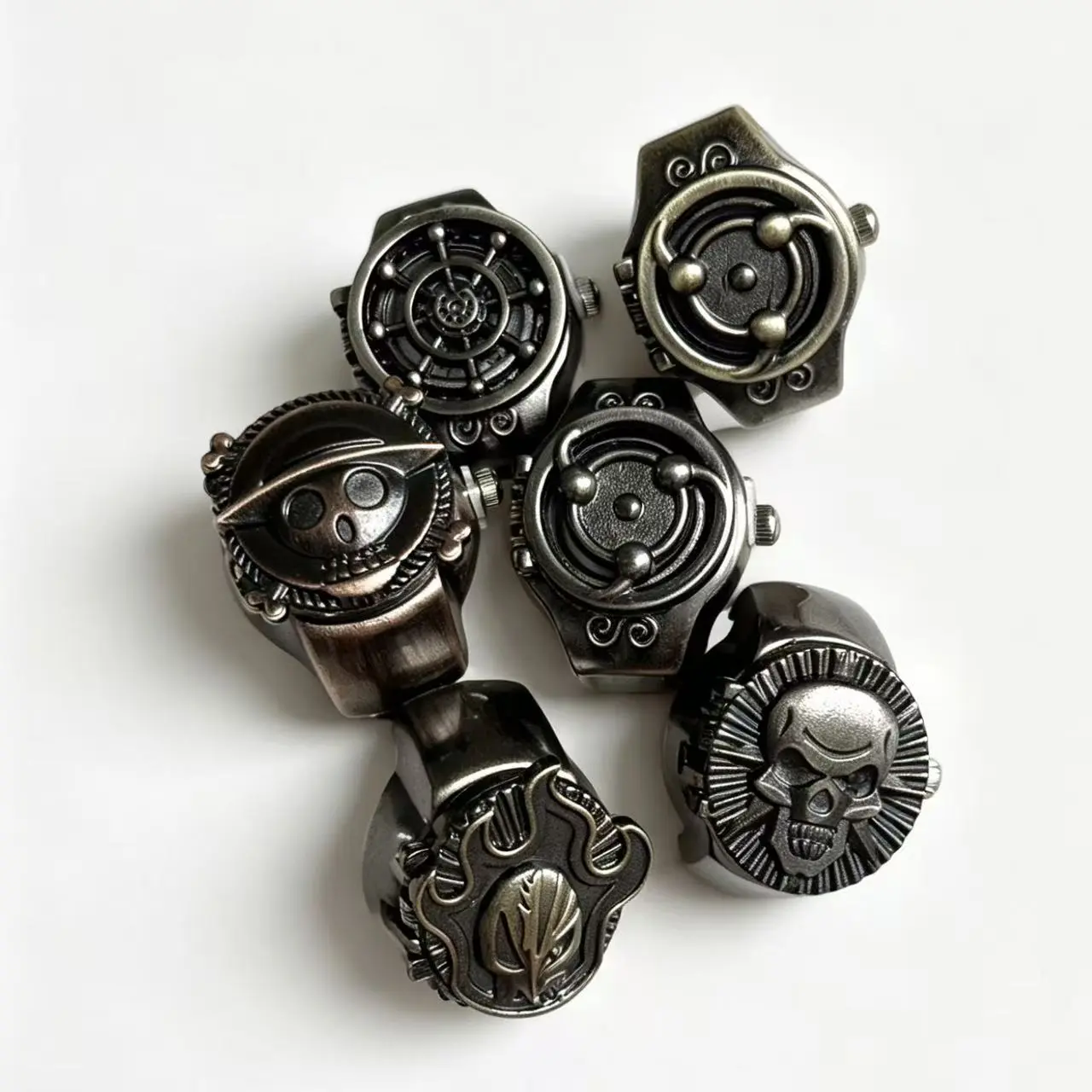 Anime & Pirate Themed Jewelry Rings with Straw Hat Flip Cover - Naruto, Bleach, Death Note 1-Piece Fan Accessory, Latest Fashion Trend Birthday Gift