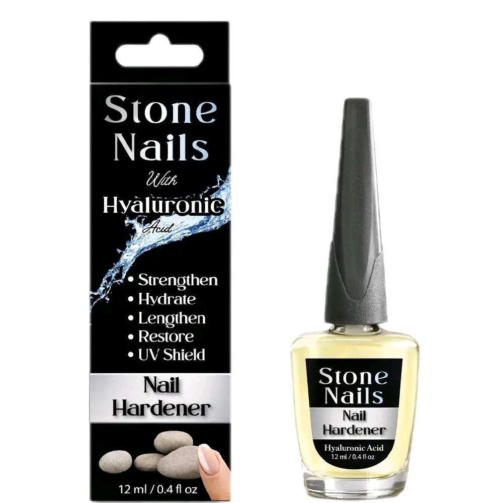 Stone Nails Nail Hardener with Hyaluronic Acid - Strengthens Hydrates & Protects Nails with UV Shield - Fortalece Hidrata y Protege Tus Uñas Como Piedra