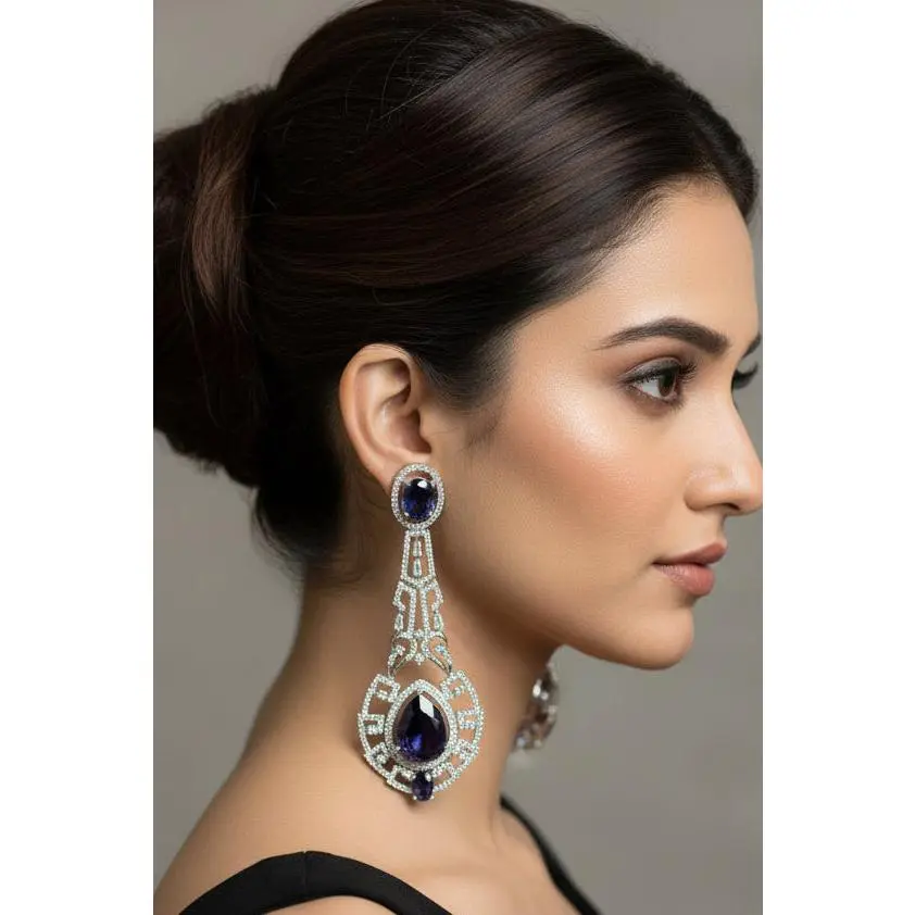 Purple long earrings : clearance