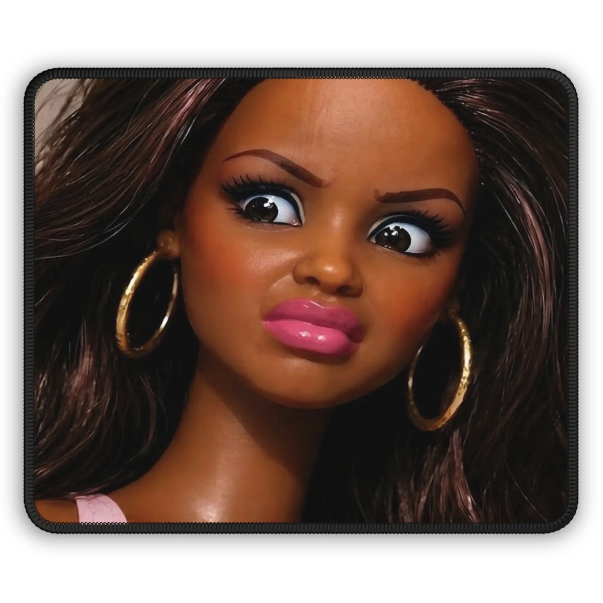 Doll Face Mouse Pad, Funny Glam Desk Mat, Cute Office & Gaming Mousepad for Laptop Computer