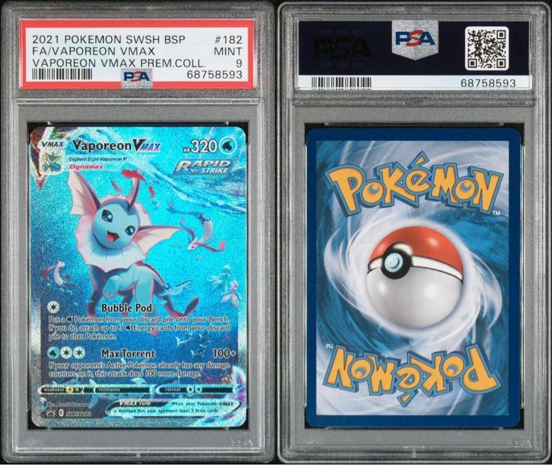 Pokemon Vaporeon VMAX SWSH Black Star Promo #182 PSA 9 Mint Condition Trading Card Game Collectible