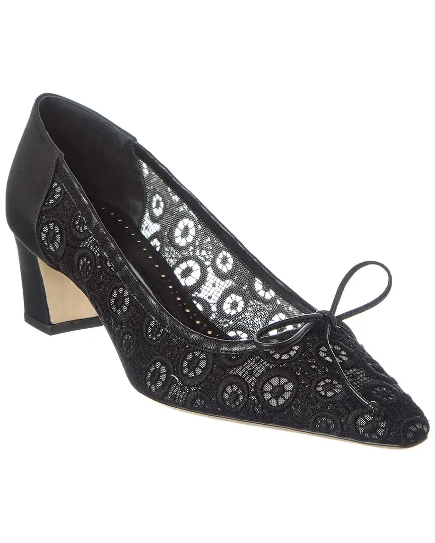 Manolo Blahnik Martebal 50 Lace & Satin Pump