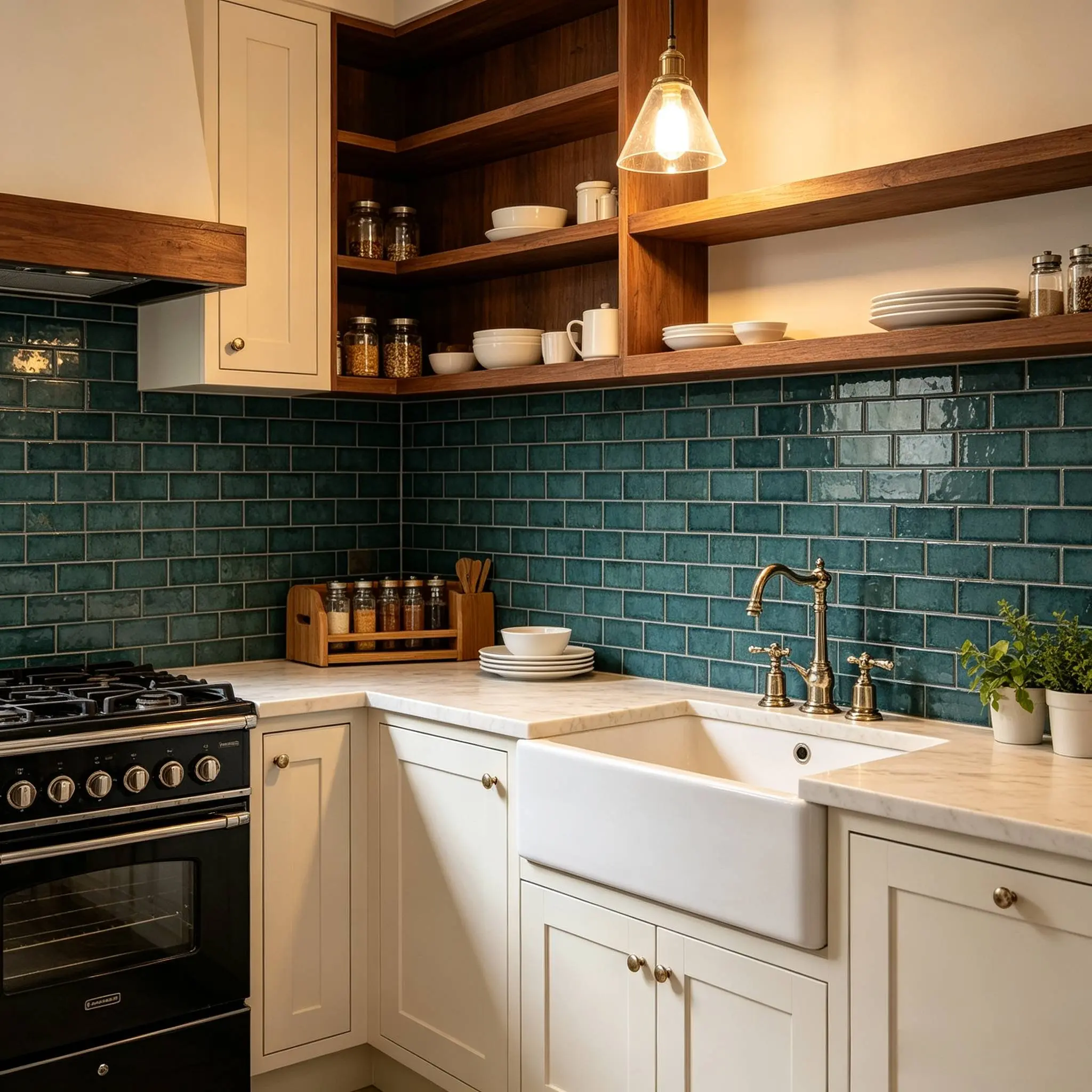 DEWOO 10-Pack 12"x12" Deep Teal Blue-Green Subway Mosaic Peel and Stick Backsplash Tiles, Glossy Glass-Look Self-Adhesive Stickers, Waterproof Heat-Resistant Wall Decor for Kitchen, Renter-Friendly DIY Home Makeover Decor campingessentials