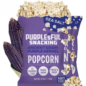 Purplesful Purple Corn Popcorn Silkier Creamier & Healthy Vegan-Friendly Non-GMO Flavorful Gourmet Snack Sea Salt Big Bulk Pack 4.8 Oz Per Pack Pack of 3