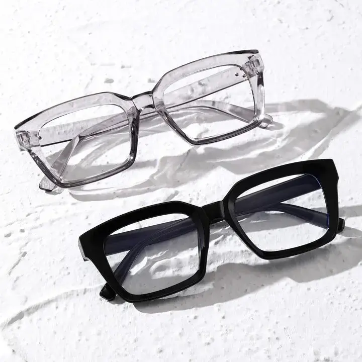 2-Pack Unisex Fashionable Stylish Square Frames Thick Rim Square Non-prescription Eyeglasses, Oversized Chunky Frame, Unisex Fashion Clear Lens Glasses for Men Women, Daily Outdoor Fashion Eyewear Accessories