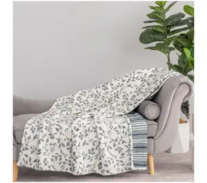 Berkshire 60x70 Twin Print Reversible Floral & Stripe Throw