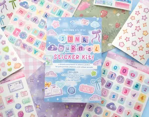 Unicorn Eclipse Junk Journal Sticker Kit - 4 Decorative Sheets, 7 Sticker Sheets, 4 Die Cut Stickers