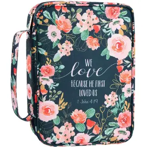 Bible Covers Case for Women Medium Large Bible Carrying Cases Holder Floral Book Carrier Tote Bags with Pockets Handles Zipper Christian Accessories Gifts