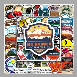 50PCS Adventure Mountain Stickers Pack, Aesthetic World National Parks Decals for Hydro Flask Luggage Skateboard, Outdoor Travel Scrapbooking Supplies Calling all nature lovers and hikers!️ Sticker bomb your hydro flask with these 50 vintage National