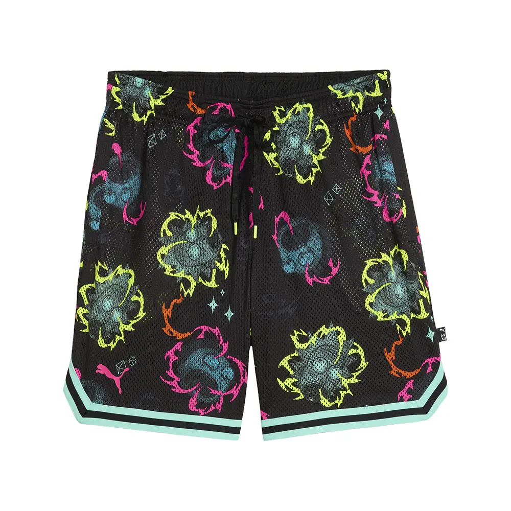 PUMA Mens Hoops X Rick And Morty Graphic 5.5 Inch Shorts Casual Bottoms Casual - Black