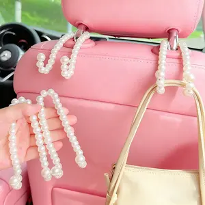 Flexible Pearl Decorative Car Hooks, Strong Rear Load Capacity, Hidden Design Storage Tool, Car Accessories for Interior Organization, Car Backseat Hanging Organizer, Car Hanger