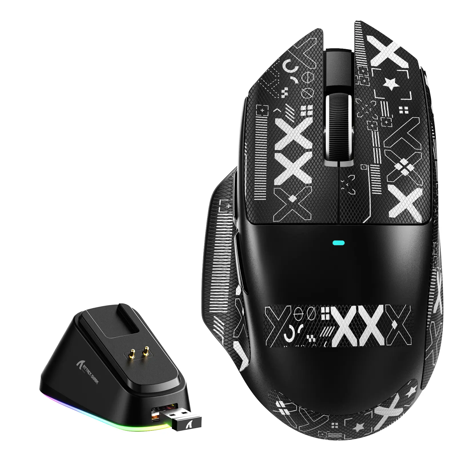 ATTACK SHARK V6 65g Superlight Wireless Gaming Mouse with RGB Magnetic Charging Dock,BT/2.4GHz Wireless/Wired Mouse 1K Polling,PixArt PAW3311 Sensor,25000DPI,Office Gamer Mice