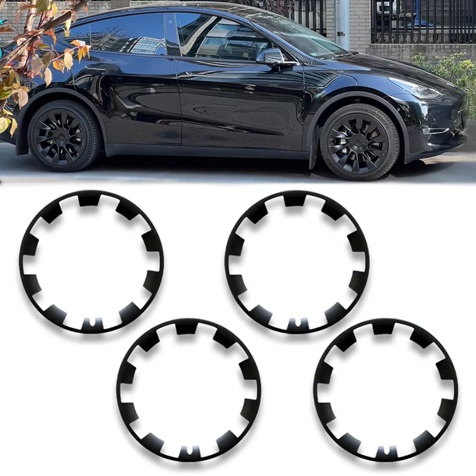BunnyBird Tesla Rim Protectors - Model Y 20 Inch - 4pcs (Matte Black) - Enhance Aesthetics and Protect against Scratches and Curb Damage