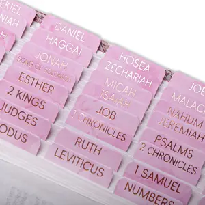 Leather  Tabs for Women and Men, Large Print  Foil  Book Tabs, 66  Tabs for Easy Navigation of the Old and  Testament, Additional 9 Blank Tabs,  Study Supplies (Rose-)