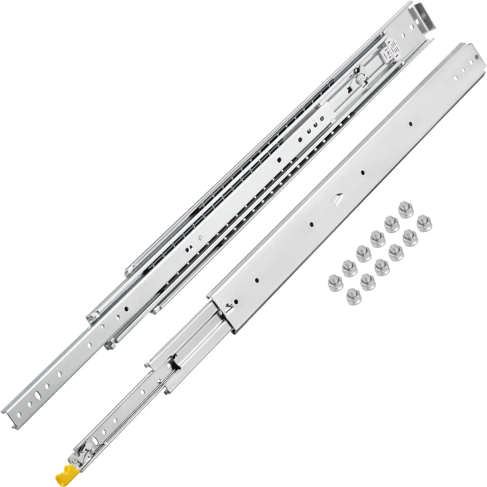 VEVOR Heavy Duty Drawer Slides 60\" Length, Locking Drawer Slides 500lbs Load Capacity Long Full Extension Drawer Slide 1 Pair Side Mount Ball Bearing Drawer Glides Push to Open Drawer Runners Rail