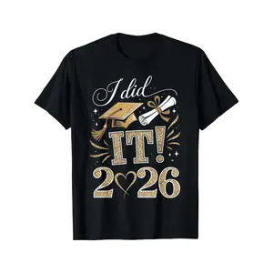 Graduation 2026 Class T Shirt Comfortable Graphic Print Tee for Men and Women Suitable for All Seasons Active Wear