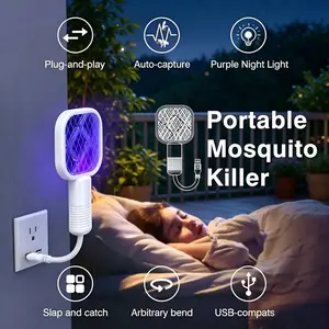 USB 2-in-1 Mini Mosquito Swatter, UV LED Mosquito Killer Lamp Portable Bug Zapper