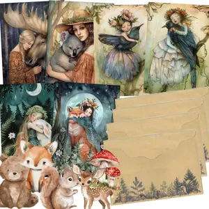 DIY Writable Postcard Set with Envelopes & Stickers, 52/54pcs/set Card & Stickers & Envelope Set, Scrapbooking Supplies, Junk Journal, Crafts