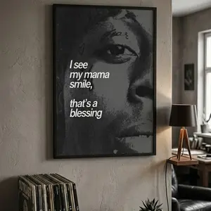 [NO FRAME]I See My Mama Smile,That's A Blessing Poster UnFrame, Lyric Print, Music Posters, Pop Culture Art , Black And White Music Wall Art, Home Decor