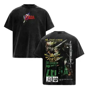 The Legend of Zelda Washed Tee Oversized Vintage Graphic T-Shirt, Classic Retro Gaming Streetwear Apparel, Heavyweight Cotton Unisex Shirt, Link Gamer Gift