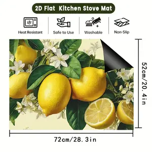 Lemon Pattern Silica Gel Stove Mat, Heat Resistant Kitchen Pad, Absorbent Non-Slip Table Mat, Home Use Dining Mat, 1 Piece