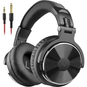 Wired Over Ear Headphones Studio  & Mixing DJ Stereo Headsets with 50mm Neodymium Drivers and 1/4 to 3.5mm Jack for AMP Computer Recording Podcast Keyboard Guitar Laptop - Black