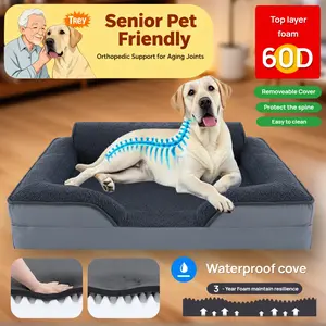 Waterproof Pet Sofa Bed, Orthopedic Foam Dog Bed, Removable Cushion & Cover, Ultra-Soft Anti-Slip Base, Ideal Comfort Support, Shaped Beds