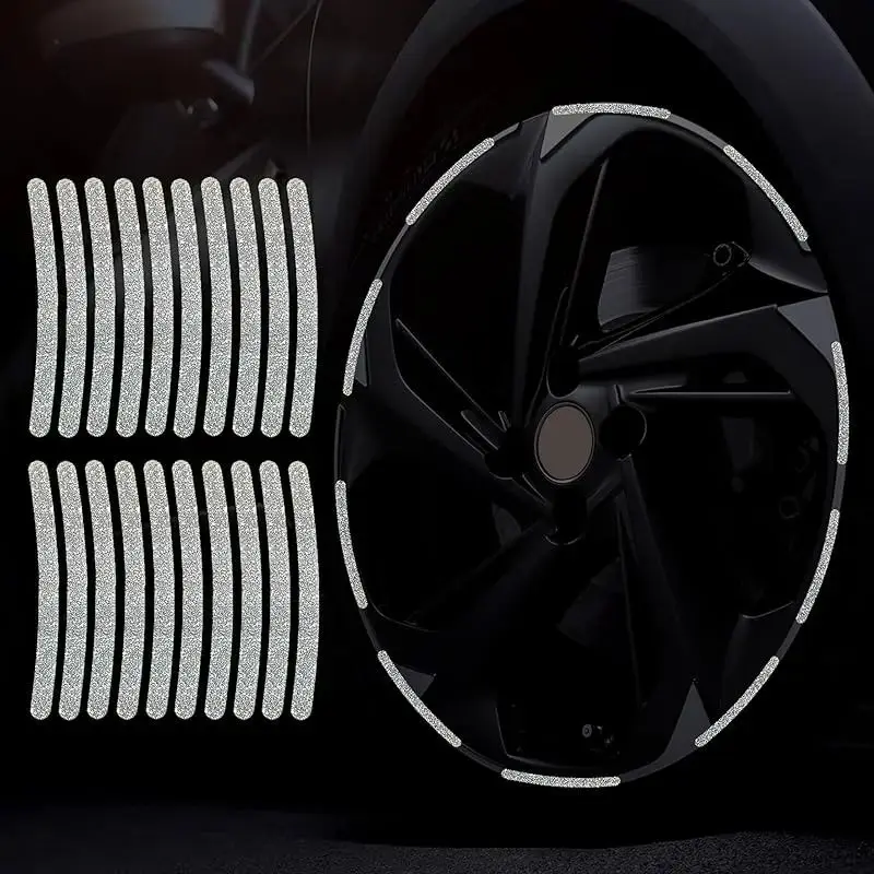 Car Wheel Hub Reflective Sticker, Tire Rim Luminous Sticker, Roadway Safety Reflective Strip for Cars, Motorcycles and Bicycles