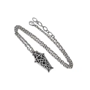 Pewter Hex Coffin Necklace