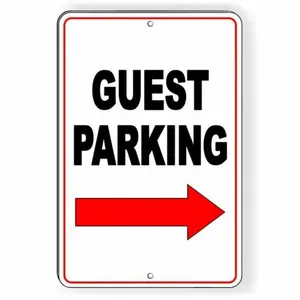 Visitor Parking Sign with Right Arrow, 8x12 Inch Aluminum No Parking Sign for Guest Area, Home Decor Sign for Indoor & Outdoor
