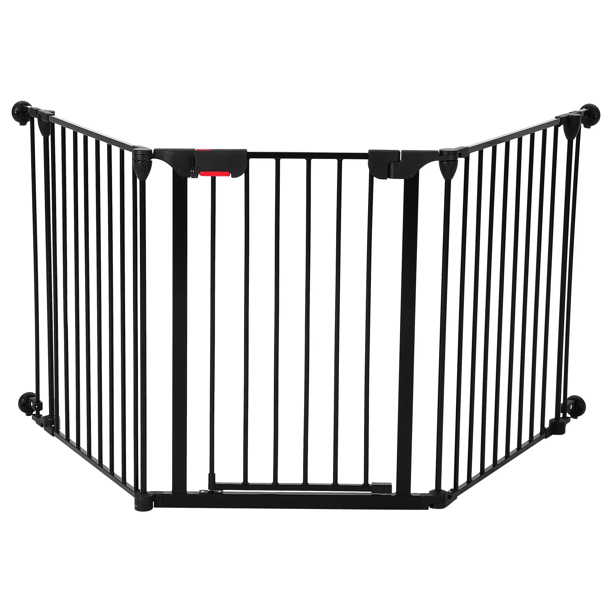 Portable Metal Baby & Dog Safety Gate – 29" High, Multi-Panel Playpen with Anti-Pinch Mesh Door, Indoor/Outdoor Pet & Toddler Barrier for Stairs, Doorways, Home, RV, Yard