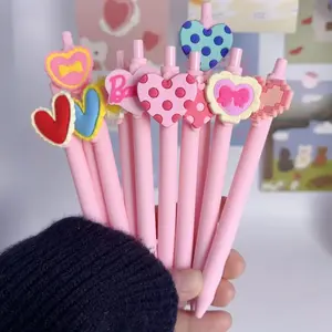 20/30 Pcs Creative Love Heart & Valentine's Day Themed Retractable Ballpoint Pens, Cute Pink Heart Series Press Gel Pens, Random Colors