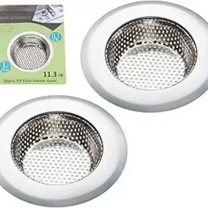 2PCS Kitchen Sink Strainer - Stainless Steel, Large Wide Rim 4.5" Diameter