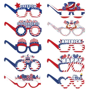 Independence Day Glasses Series 1, 6-Pack 2026 U.S. Patriotic Paper Eyewear, Decorative Photo Props, Festive Party Accessories for Celebration Events summerwins