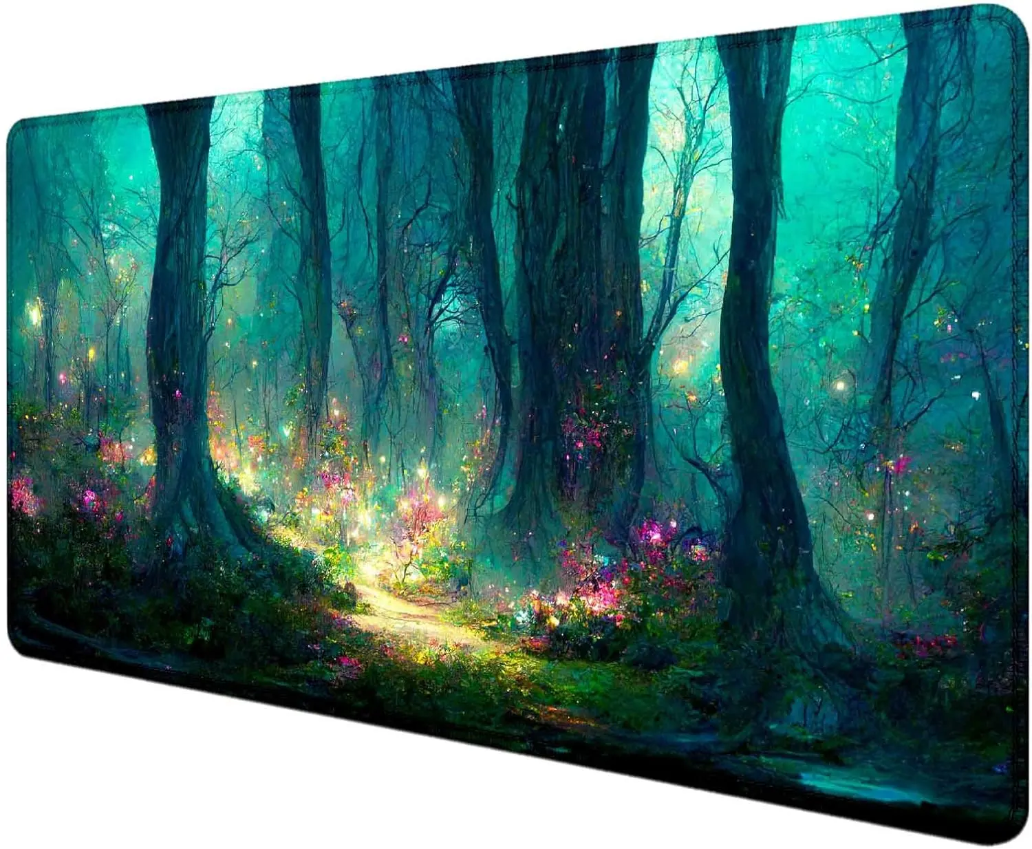 Mystic Forest Theme XL Gaming Mouse Pad, 35.4x15.7in Micro-Weave Desk Mat with Smooth Glide & Stability Base
