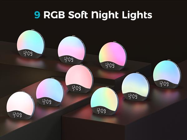 ecozy Sunrise Alarm Clock, White Noise Machine for Sleep, Upgraded Backlit Buttons, Bluetooth Speaker, Dimmable Night Light for Heavy Sleeper, Adults, Kids