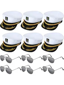 6 Sets Captain Hat Sailor Cap Vintage Style, Perfect for Music Festivals Beach Parties Yacht Parties Carnivals Bars Nightclubs Halloween Christmas