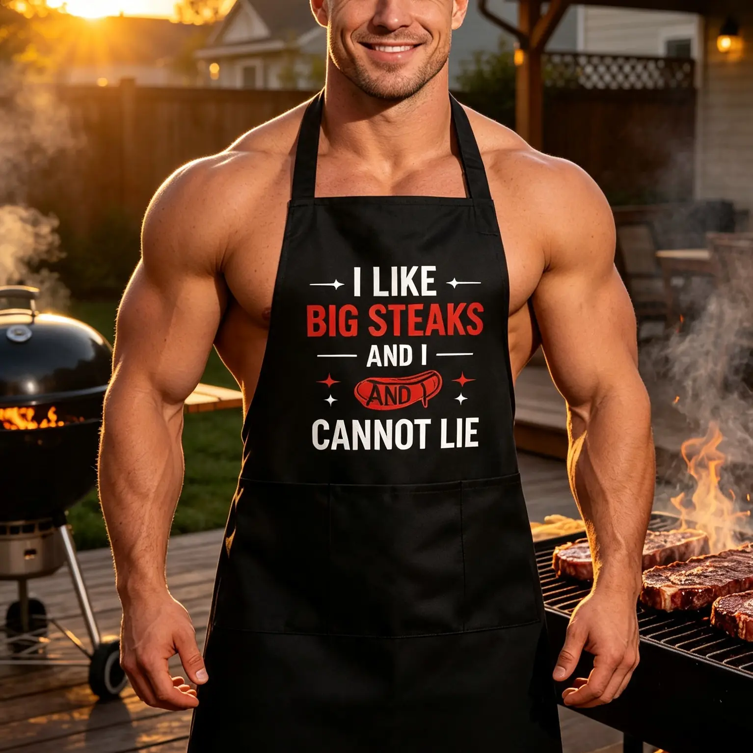 I Like Big Steaks And I Cannot Lie Men Grilling Apron Adjustable Cooking Apron With Pockets Funny Steak Lover BBQ Gift For Him