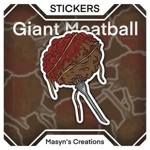 Giant Meatball Sticker – Monstrous Spaghetti Tangle with a Twisted Fork, Dripping Sauce, and a Meaty, Sticker for Laptops, Water Bottles, Journals, and Scrapbooks die cut vinyl sticker