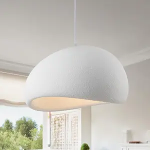 15.7in Wabi Sabi Pendant Lights Kitchen Island Lighting Fixture Ceiling Mount White Modern Japanese Lamp Japandi Chandelier for Dining Living Room Hallway Bedroom Restaurant Hanging Lamp