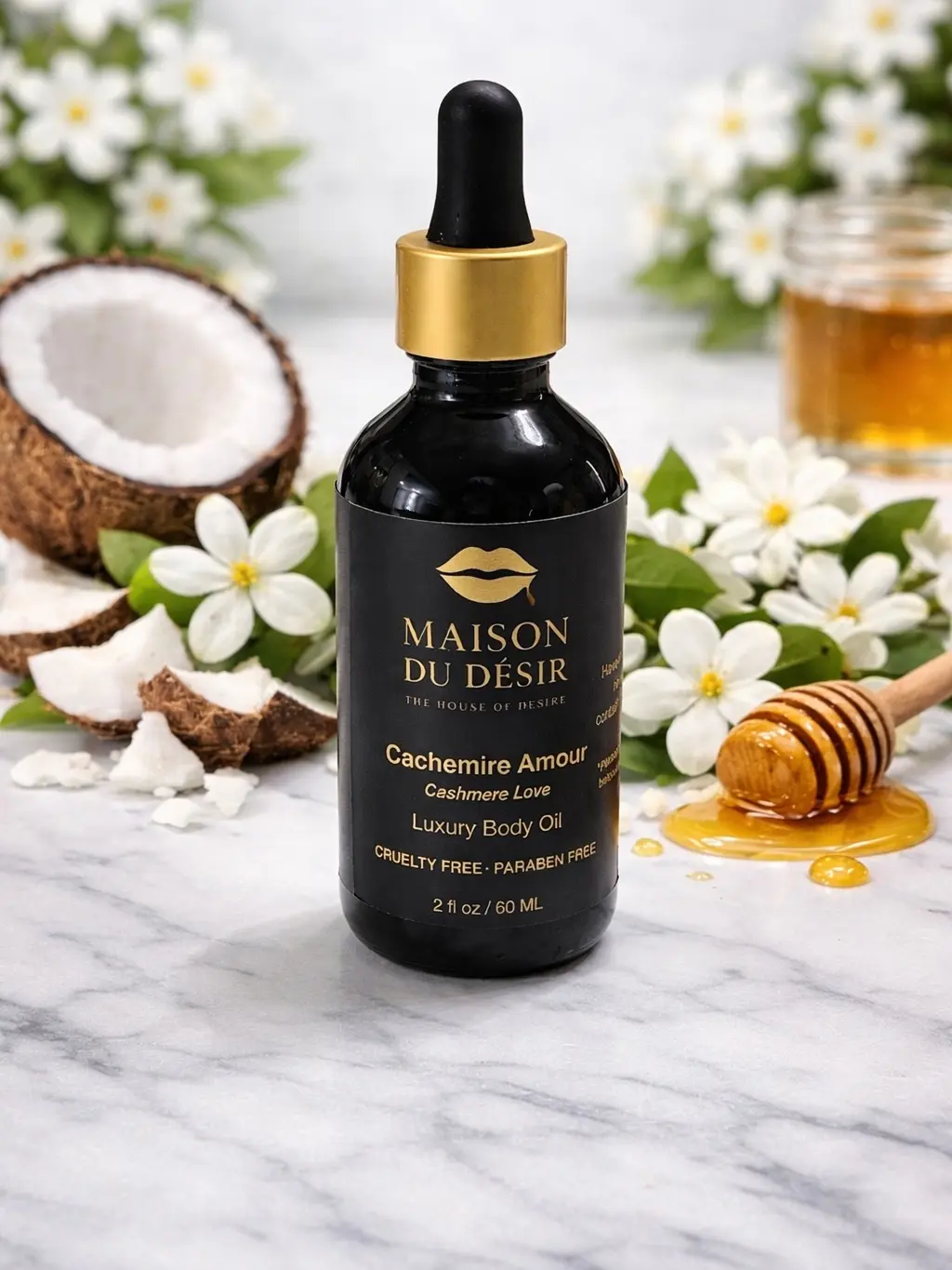 2 oz Luxury Scented Pheromone Fragrance Body Oil, Lightweight Moisturizing Body Care - Cachemire Amour, Aroma