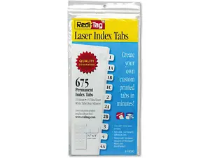 Redi-Tag Laser Printable Index Tabs .44w x 1h White 675-Pack PK - RTG39000
