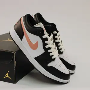 Air Jordan 1 Low White Rust Pink Black Men's Sneaker - Authentic Nike Brand New Shoes 553558-165