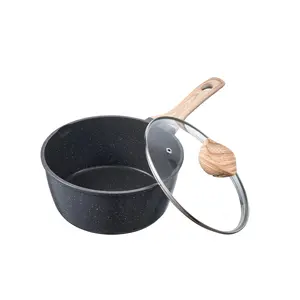 VEVOR 2.5 QT Aluminum Alloy Nonstick Saucepan, Tempered Glass Lid, Detachable Grip, Induction Safe Small Kitchen Cooking Pot, Black
