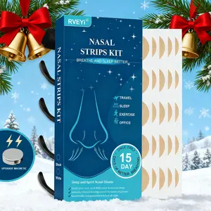 34 Magnetic Nose Patch Set 30 Nose Patches 4 Dilators Enhances Oxygen Flow Reduces Snoring Improves Sleep Quality Sweat Resistant Light Beige Color Safe Comfortable Convenient Household Items