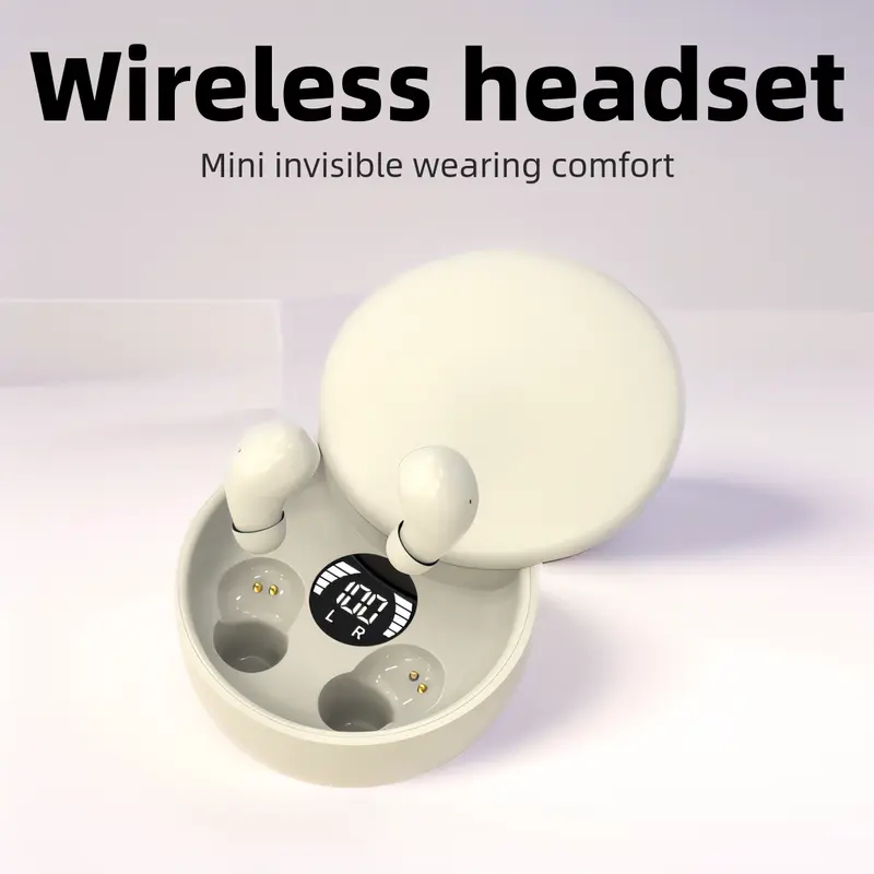 MSHUKCOE Invisible Cordless Silicone Earbuds - Bluetooth Noise Blocking Audio Headphones for Side Sleepers, Charging Case, Cable Management, Compatible with Android, iOS & Cellphones