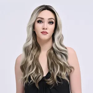 IMstyle Stella 24 inches | Glueless Lace Synthetic Wigs | Grey and Brown Wigs | Long Curly Hair | Daily Wear | DIY Styling | T1FH007-01